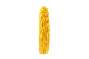 One corn cob without leaves isolated on white background with clipping path