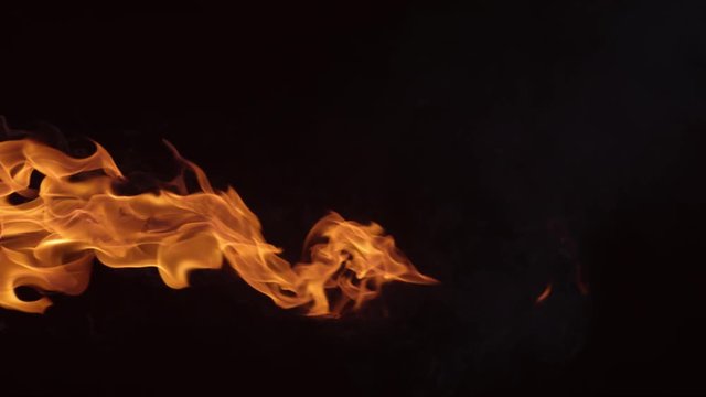 Flames burning on black background in slow motion; shot on Phantom Flex 4K at 1000 fps