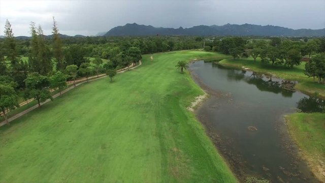 aerial video of golf course