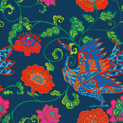 Vintage floral seamless pattern in tibet style.