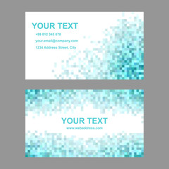Cyan square mosaic business card template set