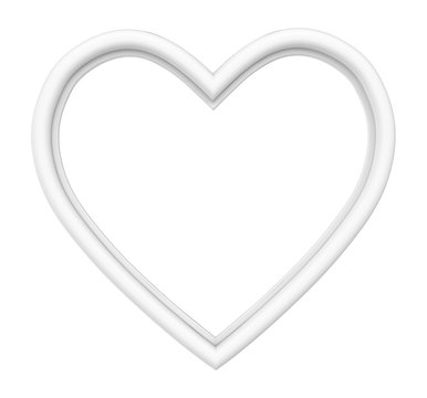 White heart picture frame isolated on white. 3D illustration.