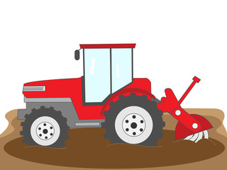 Fototapeta premium トラクターで水田を耕す