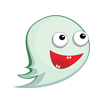 Fun Ghost monster smiley icon on white background.For Halloween, websites and banners ,stickers, t-shirts and so on.
