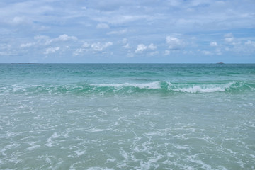 Turquoise sea waves on Sai Kaew Beach at Rayong Thailand. beauti
