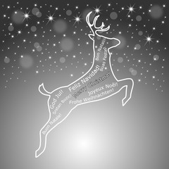 Merry Christmas wordcloud on a reindeer