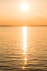 Orange sunset over Lake Balaton, Hungary