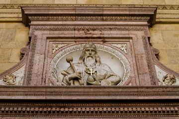 Exterior of St. Stephen's Basilica in Budapest, Hungary