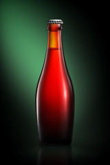 Bottle of beer or cider with clipping path isolated on green gradient background