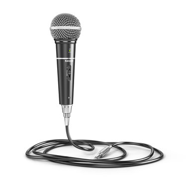 Microphone with cable isolated on the white background. Speaker