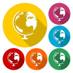 Globe Simple vector button, World globe icon school education