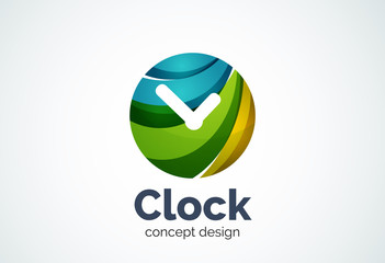 Clock logo template, time management business concept