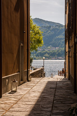 Scorci del centro storico di Orta San Giulio, Lago d'Orta, Novara, Piemonte, Italia
