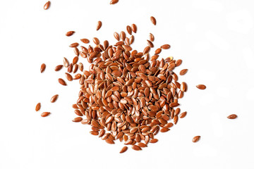 Flax seeds on white background - 120563797