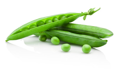 Green peas isolated on white background