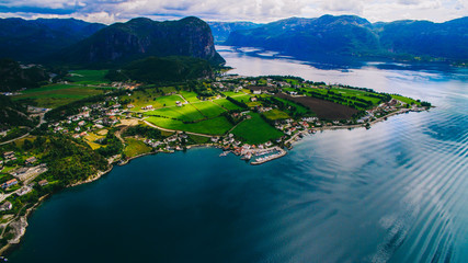 Fototapeta na wymiar Norway, aerial photos, landscape, sea, mountains,
