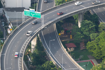 Cityscape, Expressway with traffic on road in Bangkok city Thail