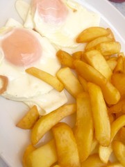 Fried eggs and chips 