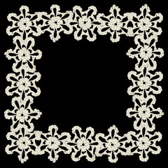 Christmas card of decorative snowflakes of white thread 