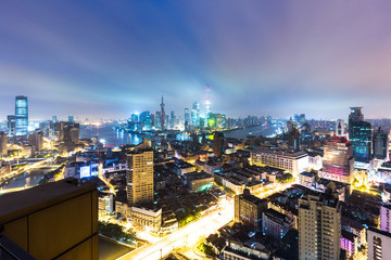 Fototapeta premium cityscape and skyline of shanghai at twilight