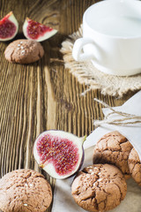 Delicious homemade cookies with sesame seeds and figs