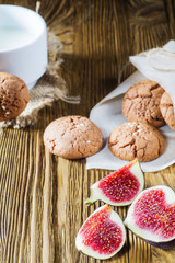 Delicious homemade cookies with sesame seeds and figs