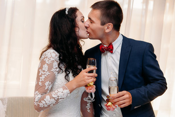Newlyweds in the restaurant