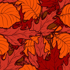 Autumn deciduous leaves seamless pattern