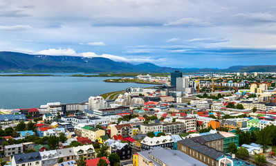 Fototapeta na wymiar Reykjavik from top of the Hallgrimskirkja church