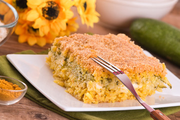 Rice timbale with zucchini.