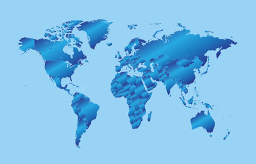 world map metallic blue vector