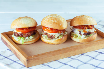 Juicy beef burgers