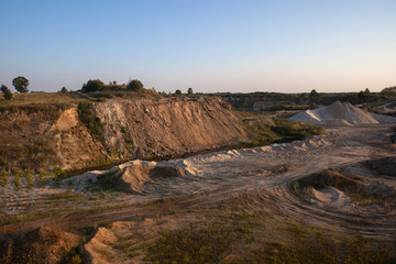Fototapeta na wymiar Aerial view of a gravel and sand quarry 
