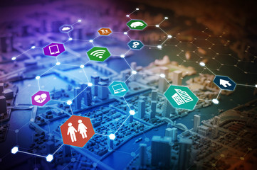 Internet of Things(IoT) concept abstract image visual, smart city, smart grid, sensor network, environmental monitoring