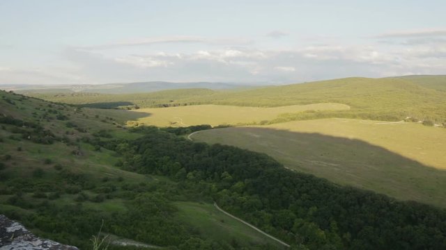 Cave city Eski-Kermen medieval fortress town in peninsula of Crimea.