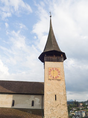Detalle de la iglesia del castillo de Spiez en Suiza OLYMPUS DIGITAL CAMERA