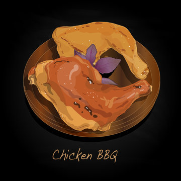 Chicken BBQ illustration. Vecto.