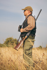 Male hunter in the woods