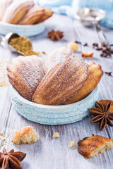 Homemade anise cookies Madeleine on old white background. Holidays food.