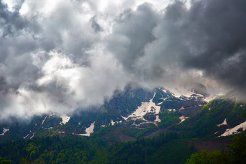 Big clouds over  Caucasus Mountains, Russia