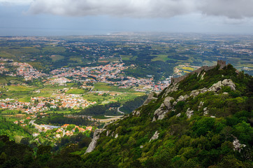 Panoramic view of the European city from the hill.