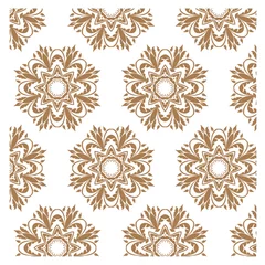 Outdoor-Kissen Pattern of floral flower tile circles. For wallpaper pattern, surface textures ornament, fabric textile pattern © salamandra1979