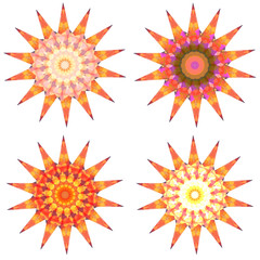 Set of 4 geometric colorful mandalas.