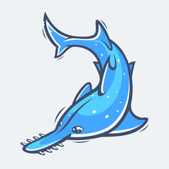 Sawfish sea life vector illustration