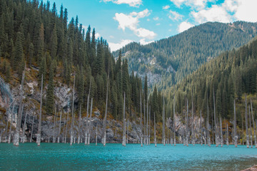 Kolsay mountain lake in Kazakhstan