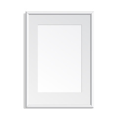 Realistic White horizontal frame for paintings