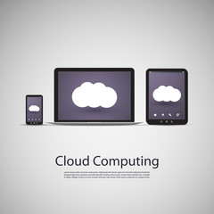 Cloud Computing and Networks Concept with Laptop Computer, Tablet and Smartphone