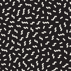 Vector Seamless Black and White Memphis Lines Jumble Pattern