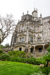 Fototapeta na wymiar Neo-gothic palace in the park of Quinta da Regaleira. Portugal.