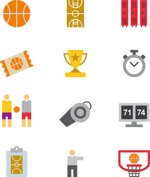 BASKETBALL colored flat icons